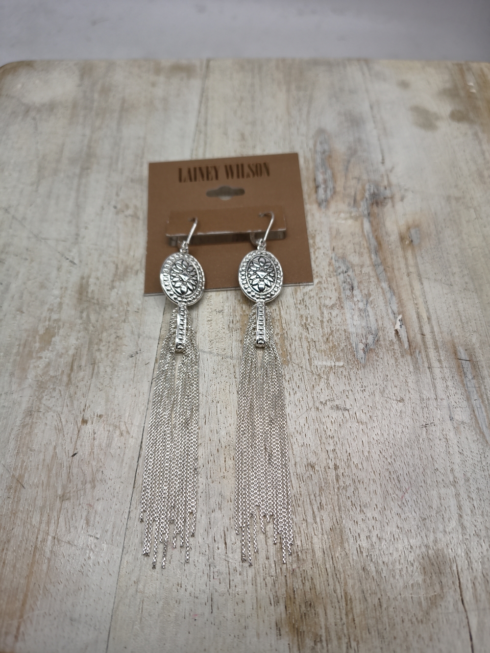 Laney Wilson Western Silver Tassel Drop Earrings